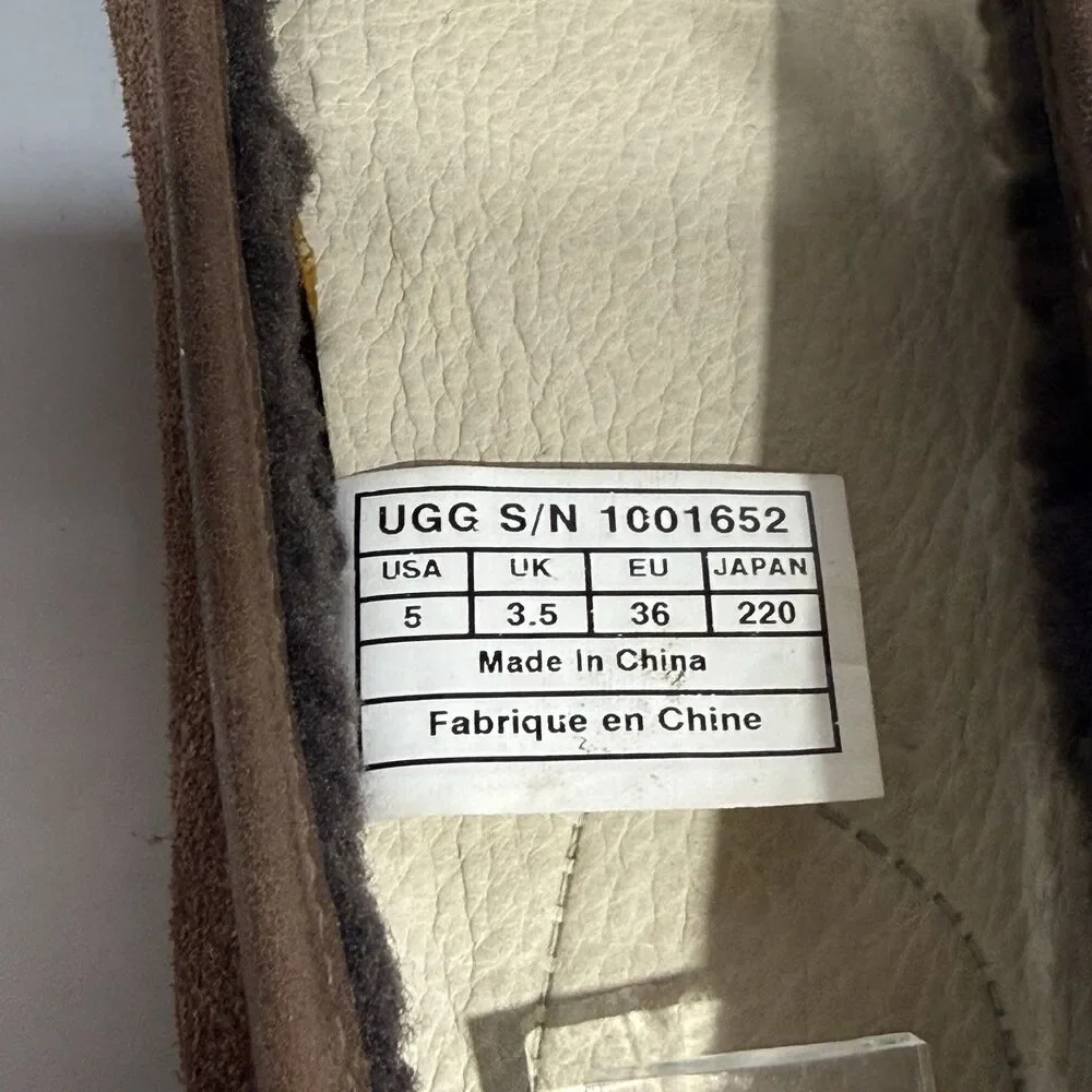 Women’s UGG Shoes Ballet Flats Brown Leather Sheepskin Size 5 - Picture 11 of 16